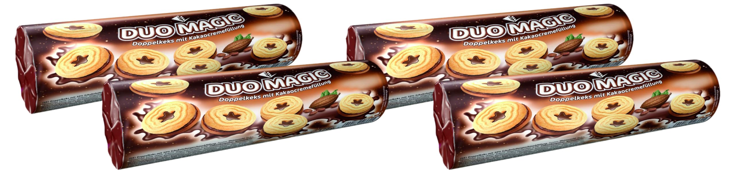 DuoMagic Doppelkeks mit Kakaocremefüllung, 176 g (Packung mit 4)