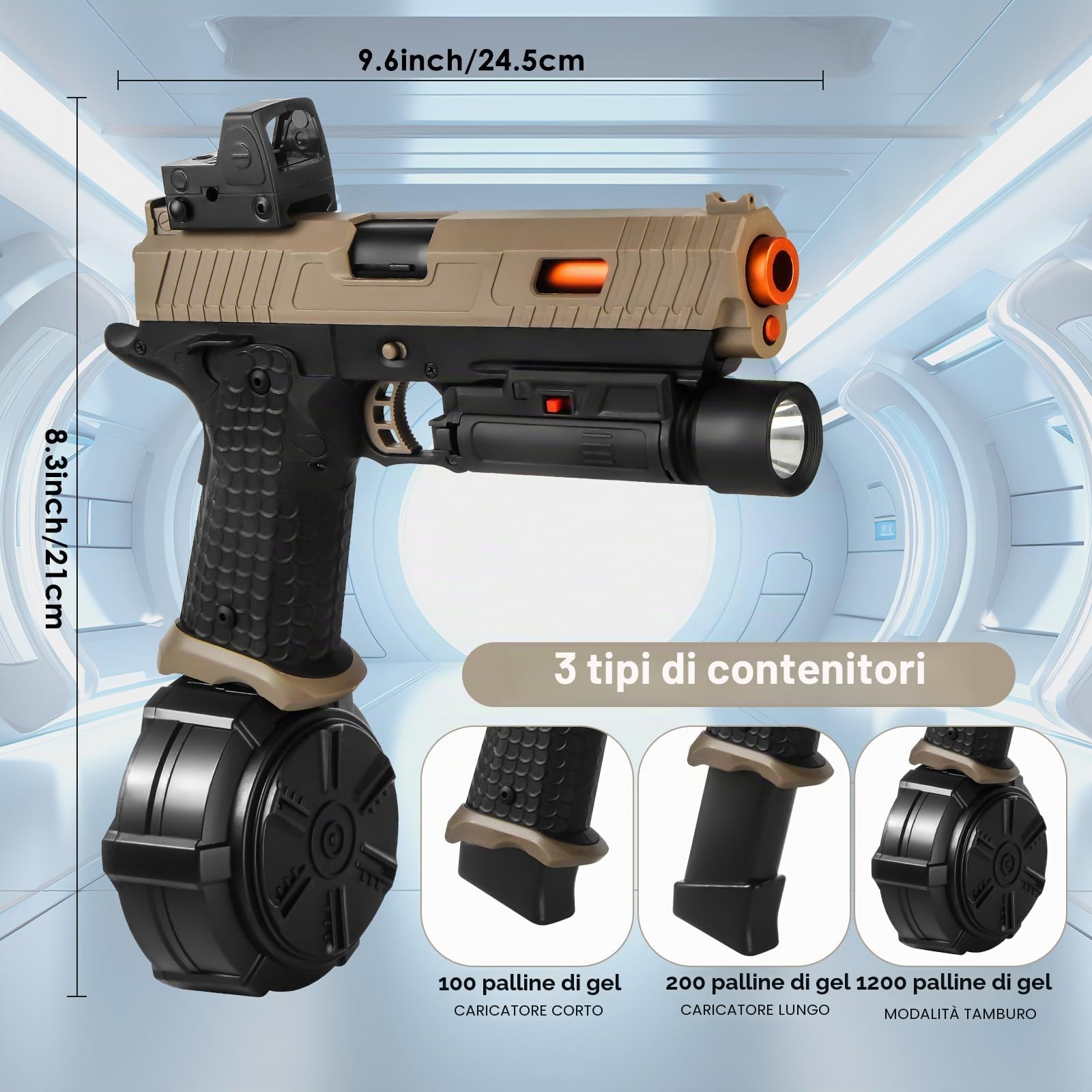 Gel Blaster JM-X5, giocattoli in gel con occhiali e tamburo, versione aggiornata per X2 con giochi pasquali all'aperto e divertimento in cortile, per bambini dai 14 anni in su e adulti, sabbia