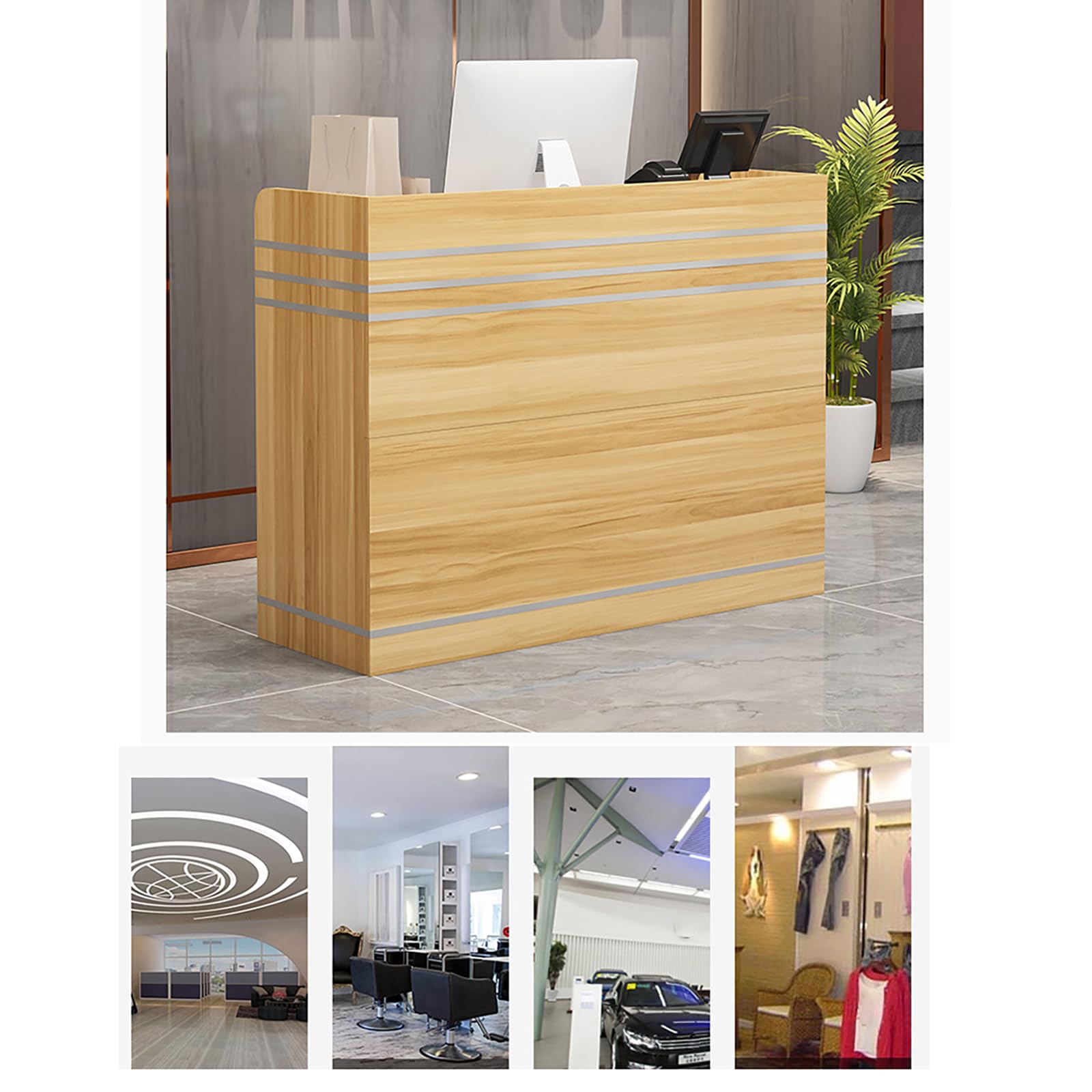 Moderner Empfangstisch – kleiner stehender Kassentisch mit abschließbarer Schublade, Holztisch für Salon, Lobby, Büro, Zuhause, Eichen-Finish (80 x 41,9 x 91,4 cm (B x T x H)