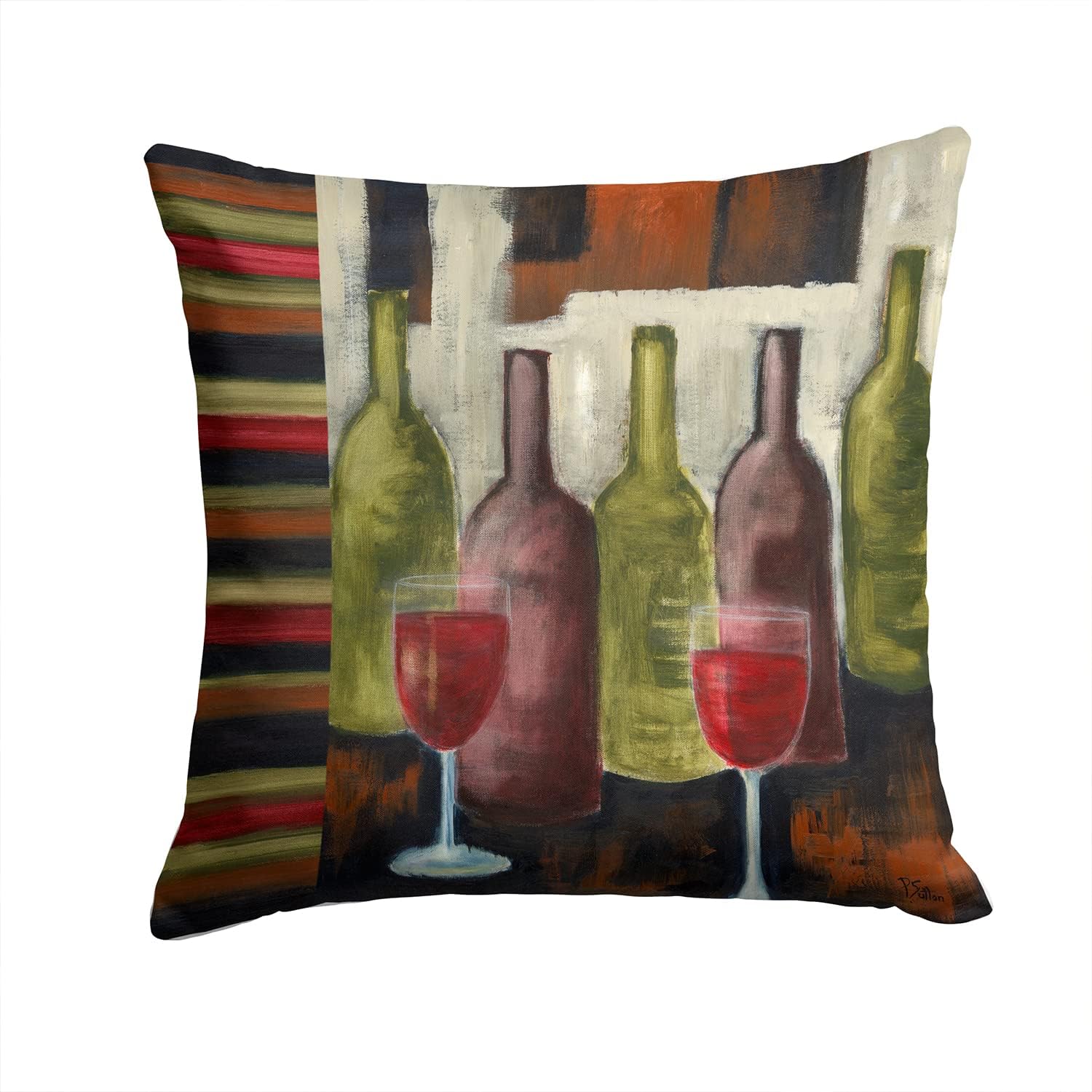 Caroline's Treasures PET216APW1414 Red Wine by Petrina Sutton Fabric Decorative Pillow Machine Washable, Indoor Outdoor Decorative Pillow for Couch, Bed or Patio, 14Hx14W