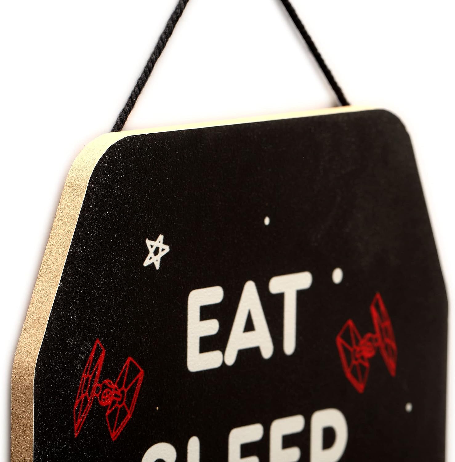 Disney Star Wars Hanging Wood Wall Decor- Eat Sleep Rule the Galaxy Repeat - Cute Star Wars Sign for Kids' Bedroom or Playroom