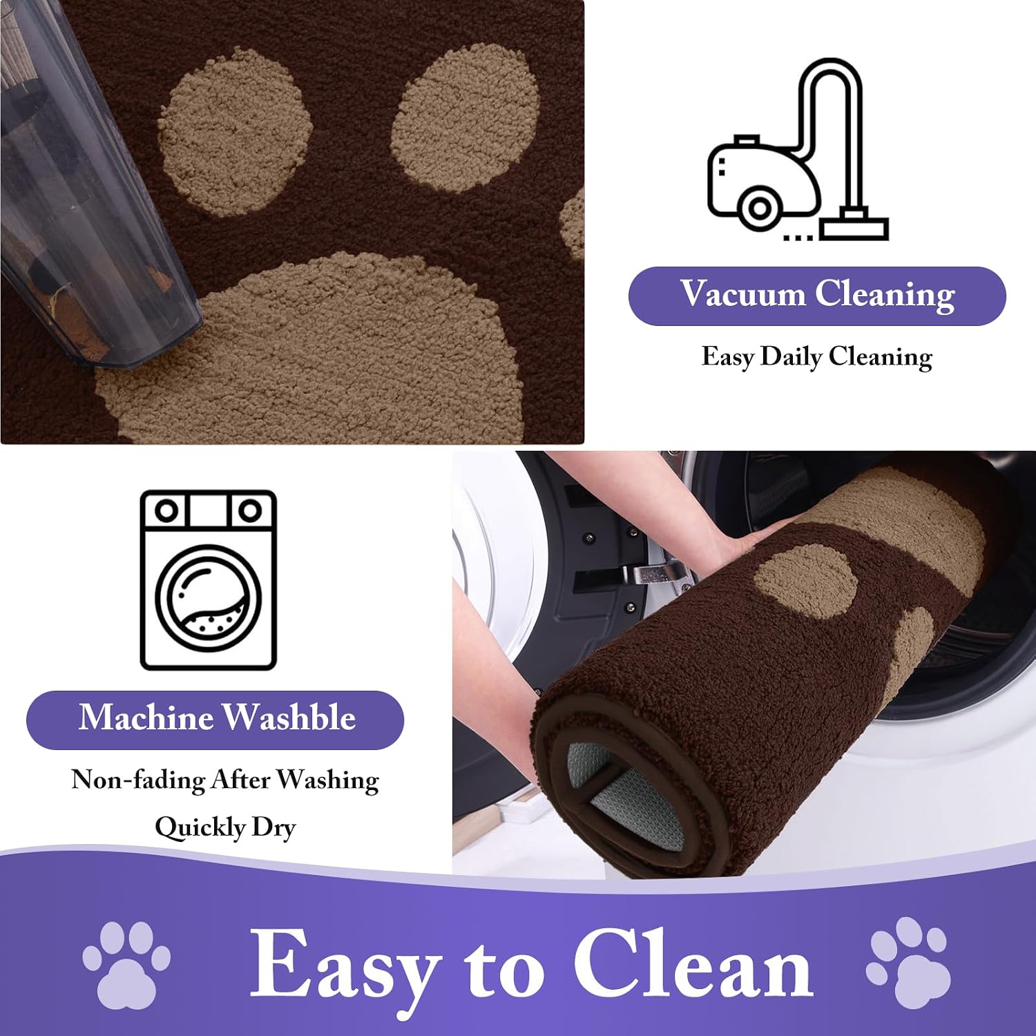  Dog Door Mat for Muddy Paws 30x20, Absorbent Doormat for Inside | Brown, Dirt Trapper, Rubber Backing, Machine Washable Mud Mat for Dogs, Low-Profile Front Entrance Door Mat thumbnail