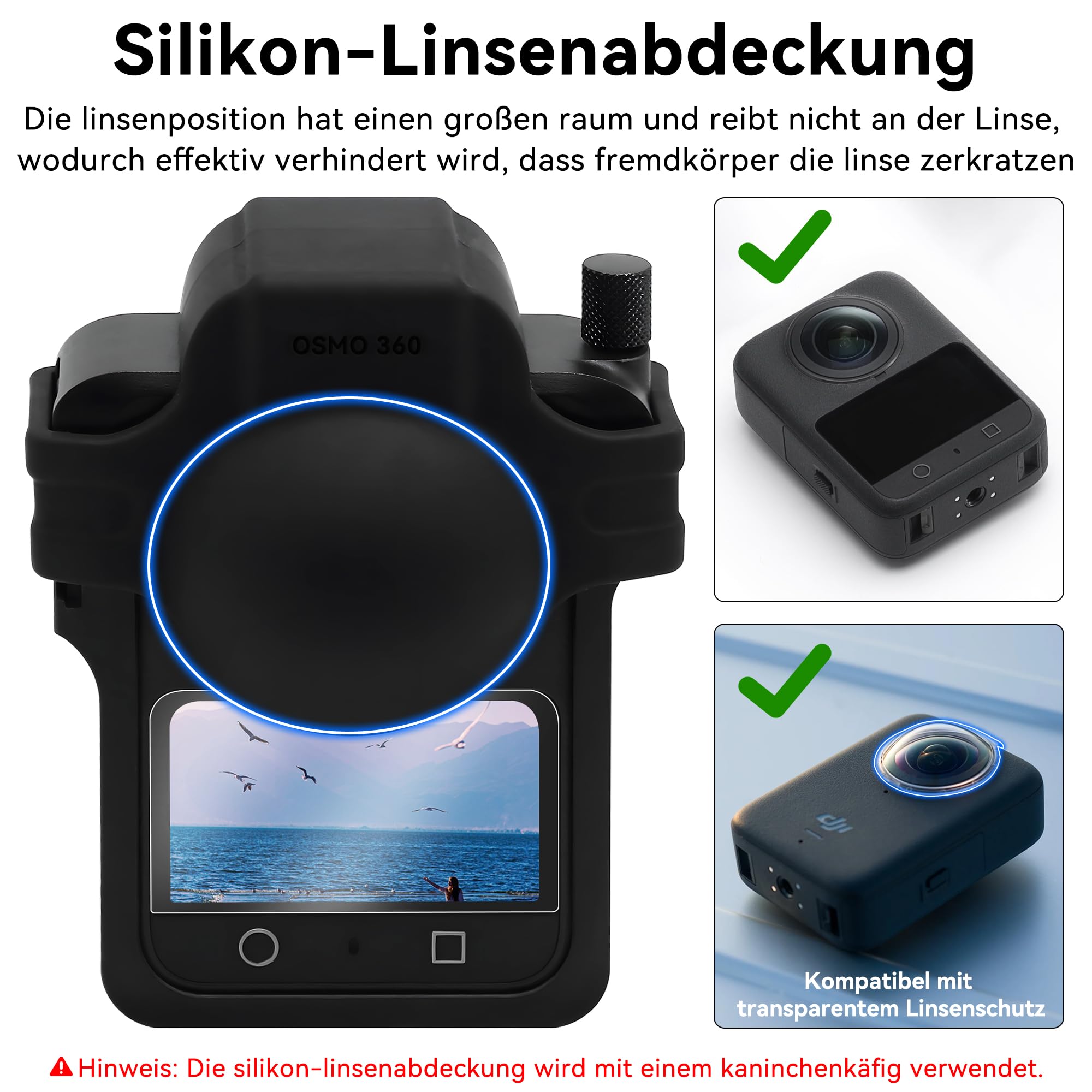 Osmo 360 Metal Klatka Fotograficzna Akcesorium 3 w 1 z Silikonową Osłoną Obiektywu Ochraniaczem Ekranu Metalową Ramą Rozszerzającą Klatkę do DJI Osmo 360 Kamery do Akcesoriów