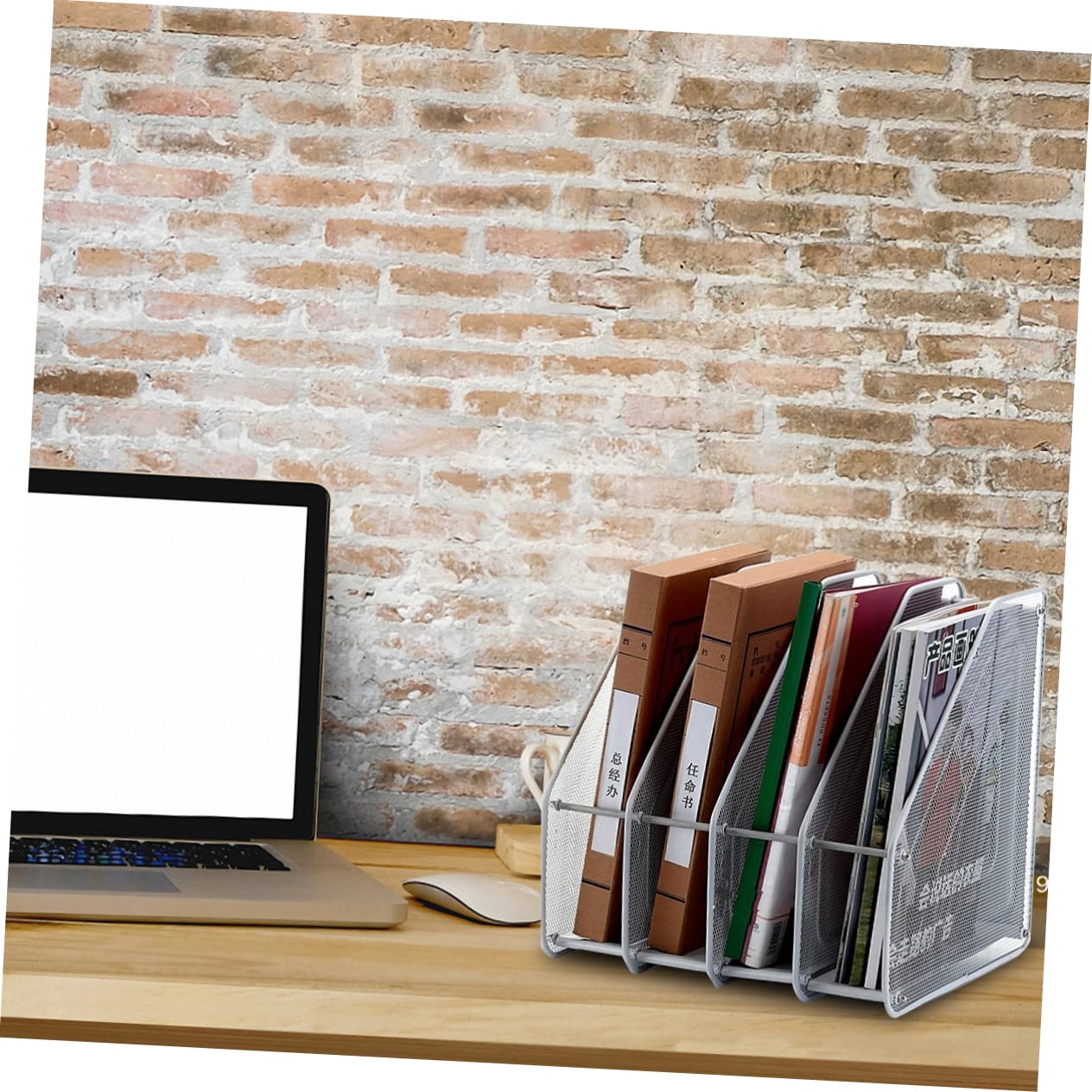 STOBOK Organiseur de Bureau Métal à 4 Compartiments Argenté 31x30x30 Cm Rangement Documents et Magazines