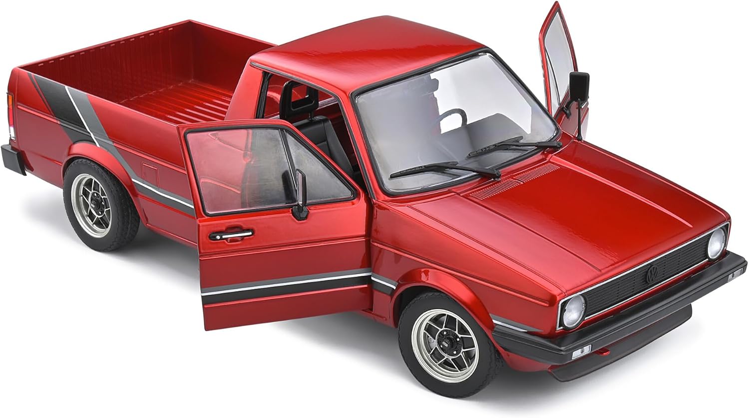 1982 MK1 Pickup Truck Custom Red Metallic with Stripes 1/18 Diecast Model Car by Solido S1803508