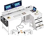 ODK Bureau d'angle avec 4 Tiroirs, 140x80cm