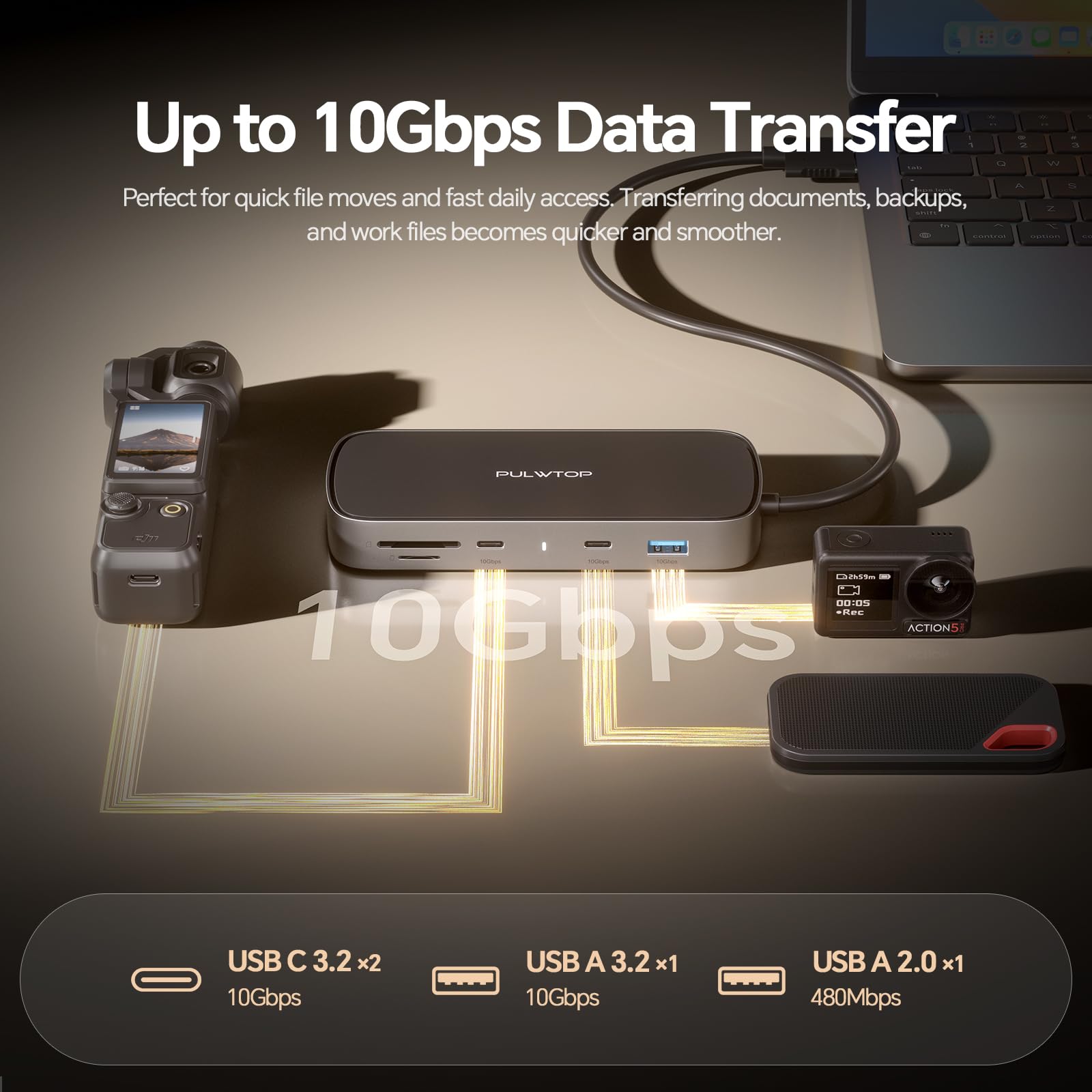 MacBook Docking Station Doppio Monitor 4K@60Hz per MacBook Pro/Air M5/M4/M3 Pro e Max, Docking Station per 2 monitor con 2 porte HDMI, PD, Ethernet, USB A/C 10 Gbit/s, SD/TF, USB 2.0