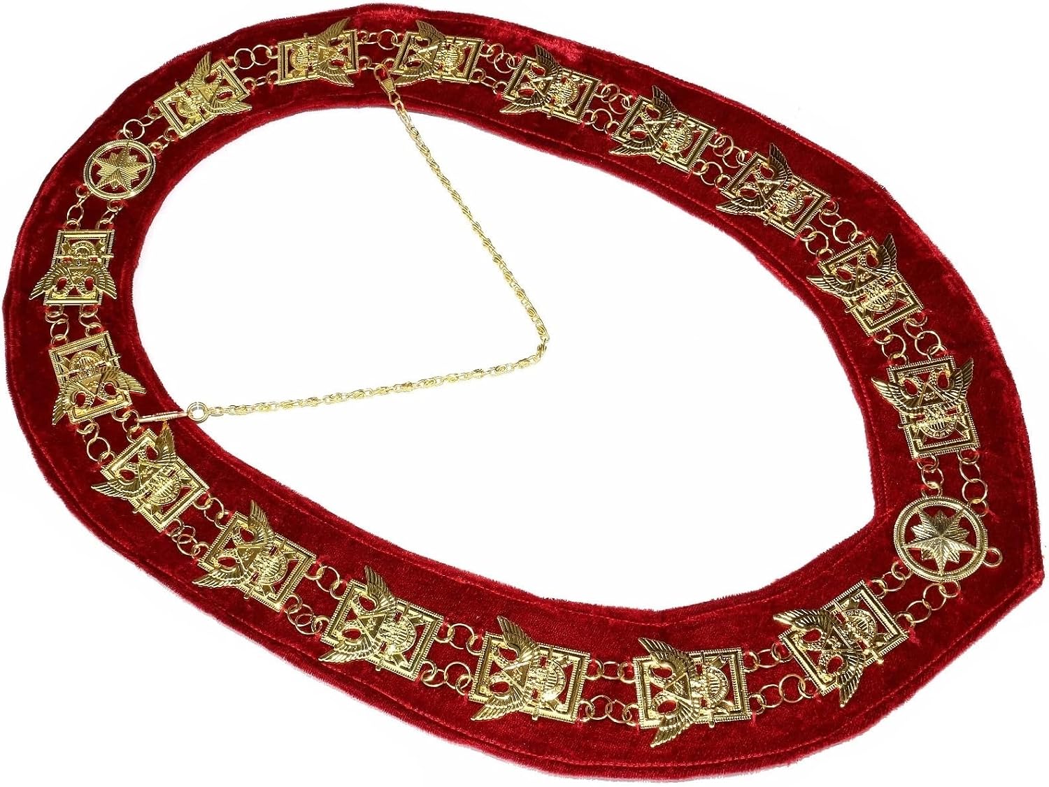 Masonic Regalia 32 degree Wings Up Chain Collar Golden Chain Red Backing