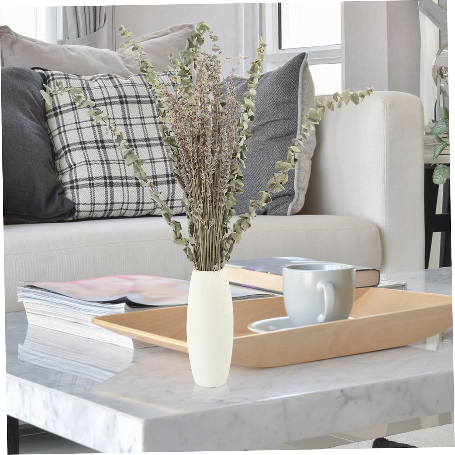 1Set Dried Eucalyptus Leaf Lavender Stems Bouquet Eucalyptus Stems Lavender for Home Decor Wedding Centerpieces Elegant Floral Arrangements No Maintenance Required