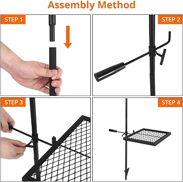 Swivel Campfire Grill, 56 x 38cm Stainless Steel Grate | Open Fire Grate Pit, Over Fire Camp Grill With Carrying Bag for Outdoor Camping Barbecue