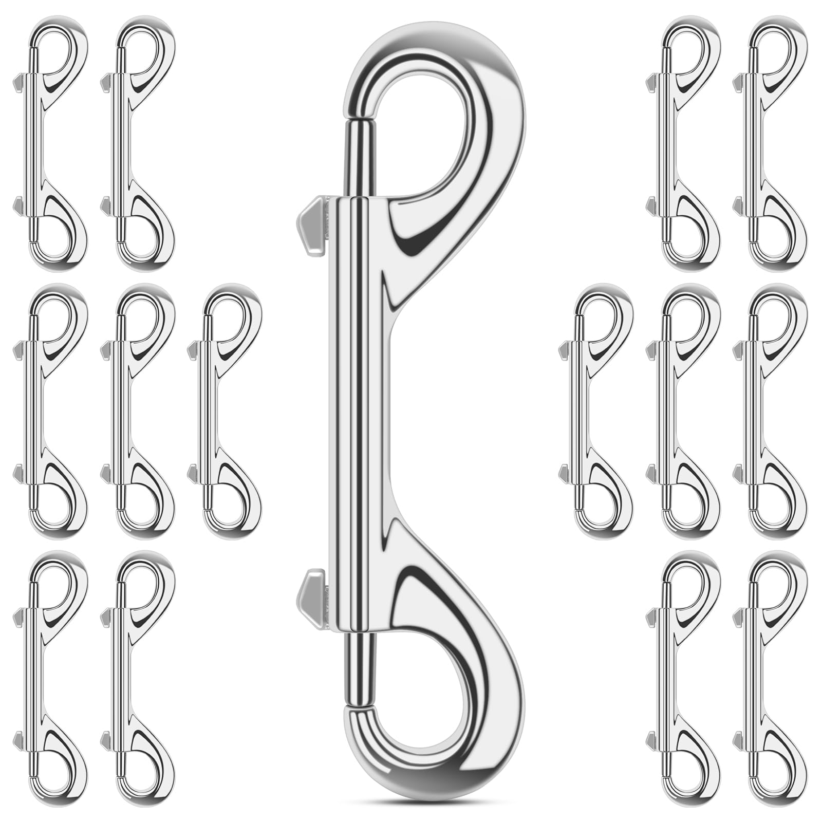 ERKOON 15 Pack Heavy Duty Snap Hooks Double Sided Clips for Hanging Horse Tack Sling Feed Buckets Dog Leash Collar Key Chain Zinc Alloy Metal Snaps Clip (4 Inch)