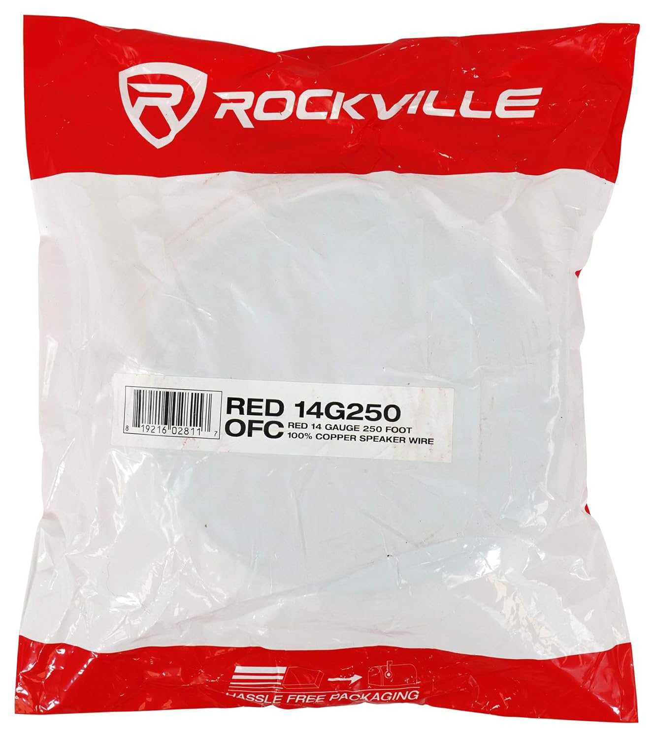 Rockville RED 14G250 OFC 14 Gauge 250ft 100% Copper Speaker Wire, Marine-Grade Tinned Coating, Noise-Free Signal Transfer, Flexible Design, for Car Audio and Marine Applications