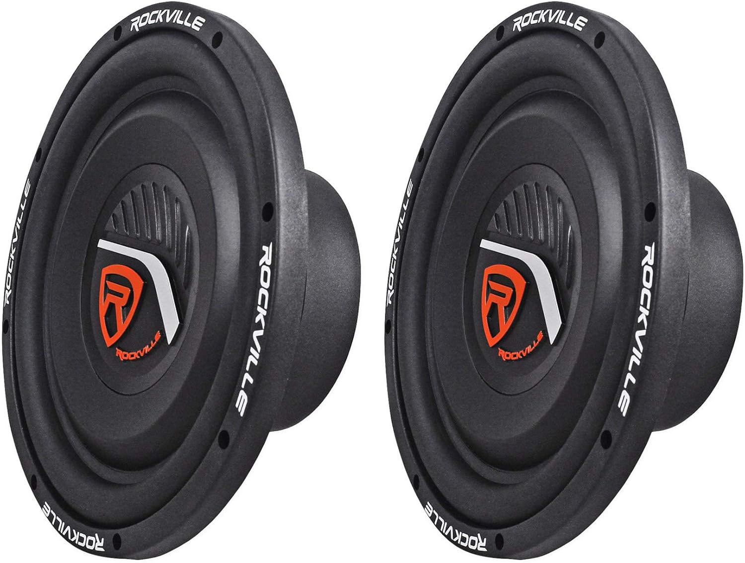 Rockville W10T4-S4 10 in 2400W Peak/600W RMS 4-Ohm Car Subwoofer, Shallow Mount, Powerful Bass, Durable Build, for Compact Car Audio Systems, 2- Piece