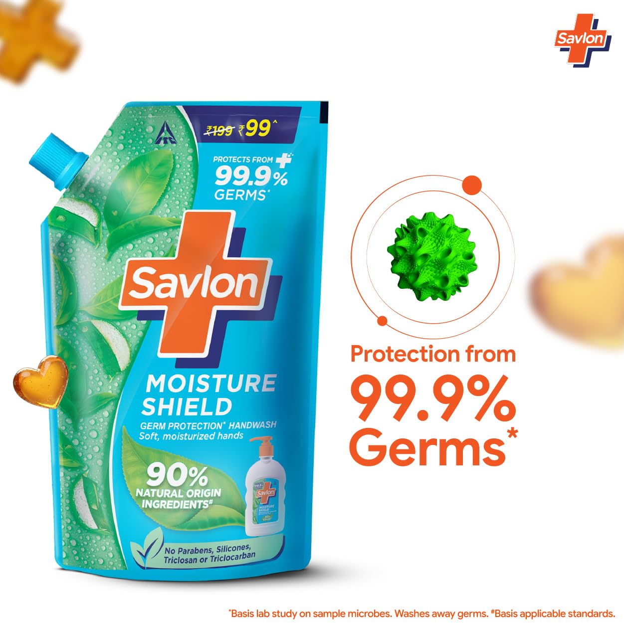 ITC Savlon Moisture Shield Germ Protection Liquid Handwash Refill Pack 650ml | 99.9% Germ Protection | 90% Natural Origin Ingredients | Value Refill Hand wash | Soft Moisturized Hands 1