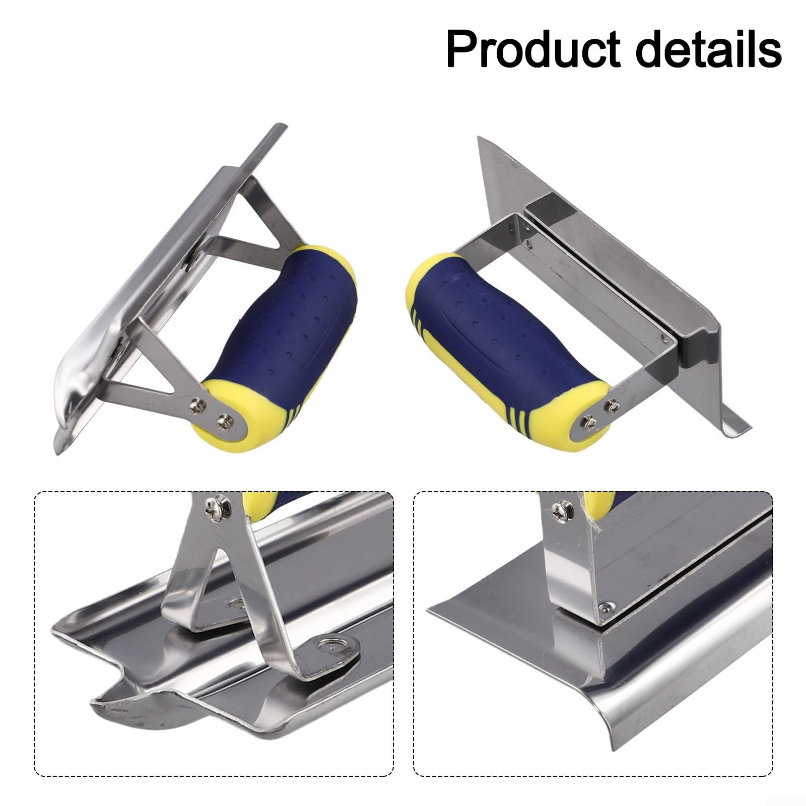 Set di 2 cazzuole per bordi in cemento in acciaio inox, per scanalare calcestruzzo, kit di finitura in cemento, resistenti alla ruggine e all'erosione, facili da pulire (curve e affilate)