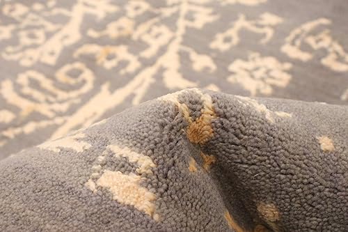 Miniatura 7 de eCarpet Gallery Alfombra de área grande para sala de estar, dormitorio, anudada a mano, alfombra gris casual de 7 pies 10 pulgadas x 10 pies 11