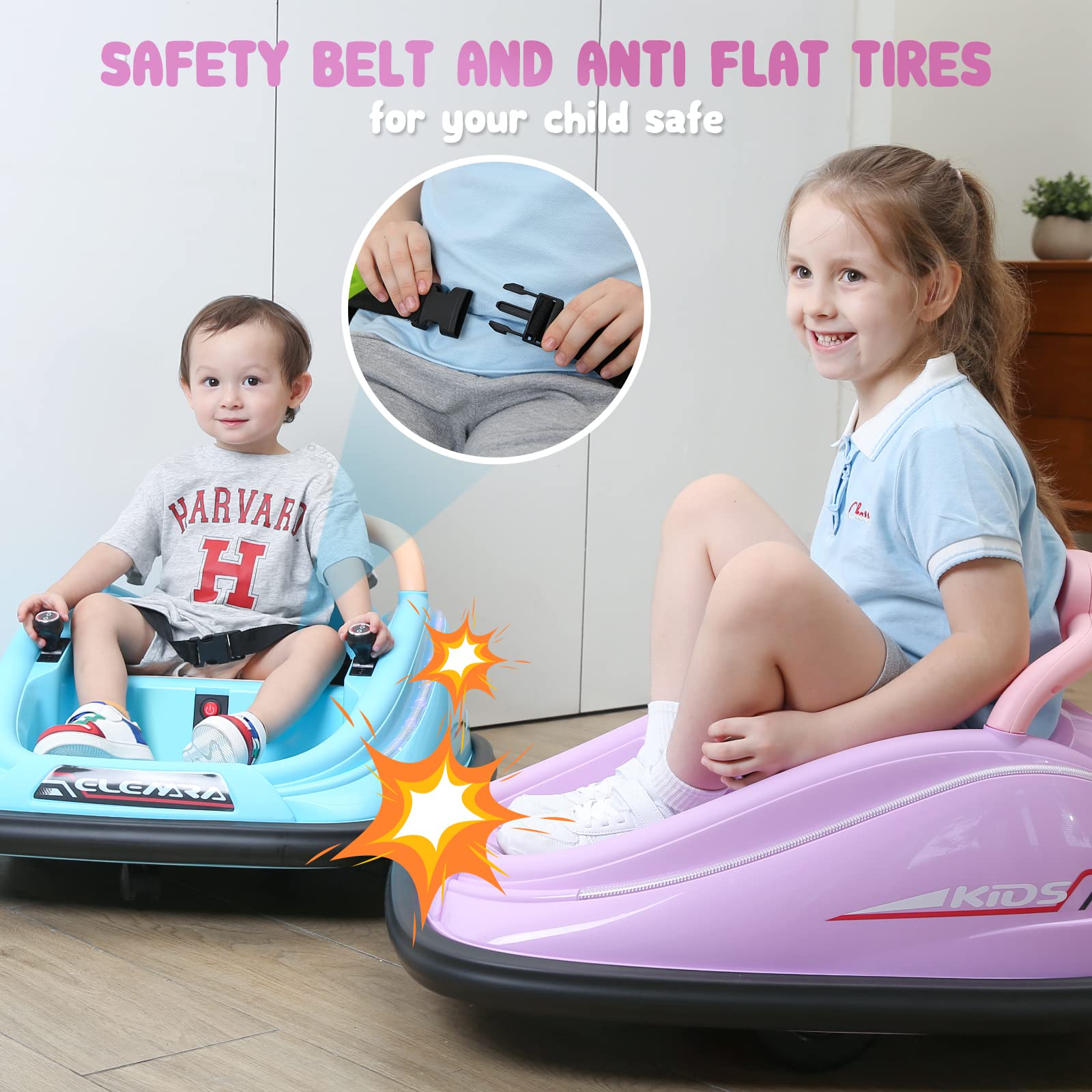 ELEMARA Bumper Car for Toddlers, 12V Electric Ride On Car Baby Bumper