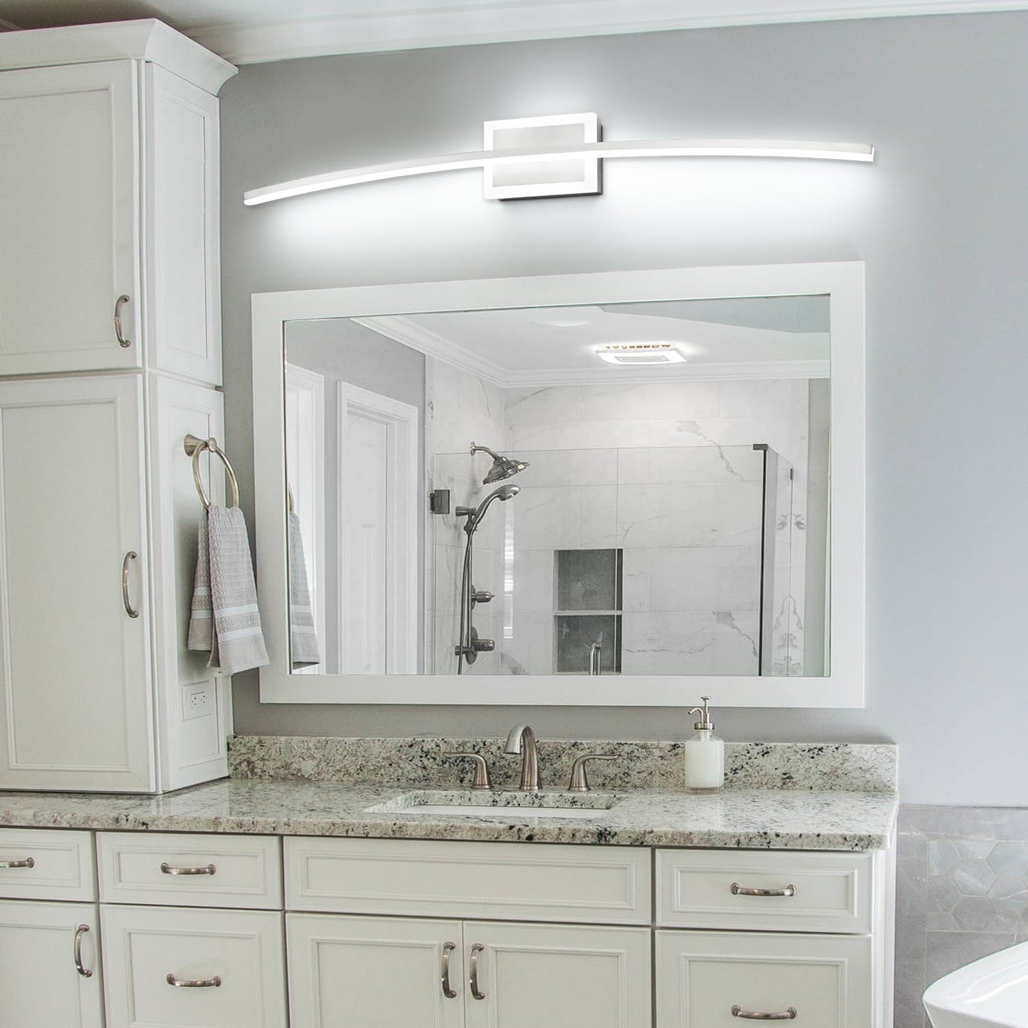 PRESDE 40inch Modern Dimmable LED Bathroom Light Fixtures Over Mirror, Brushed Nickel Vanity Light, Bath Wall Mount Lights