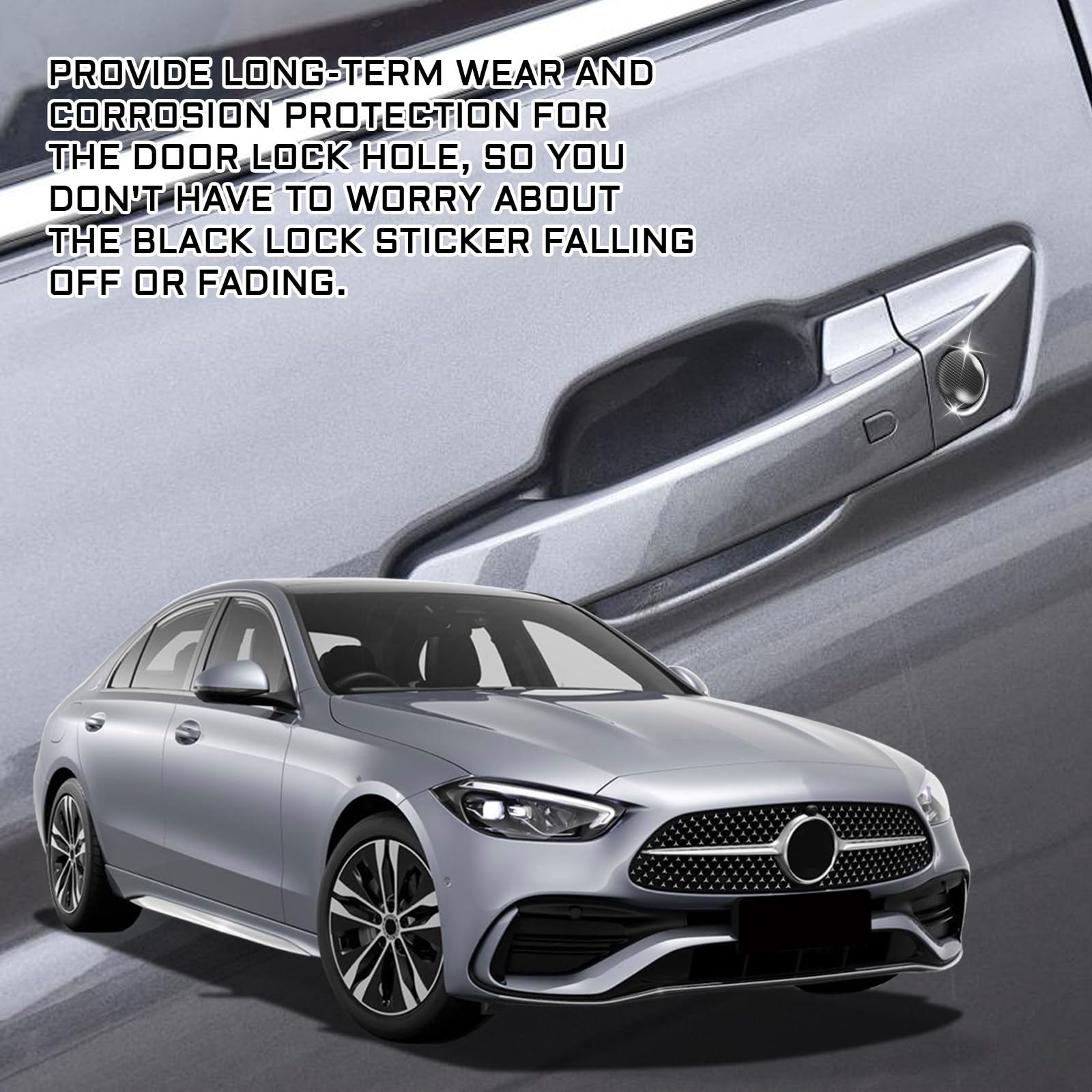 Protection Serrure Porte Voiture - Kit 4 Pièces Fibre De Carbone - Anti-rayures - Adhésif - Pour SUV, Berlines, Pick-ups - 6