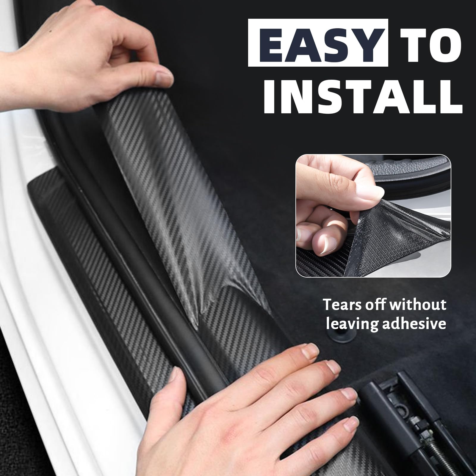 Adhesif Carbone Autocollant De Seuil De Porte De Voiture En Fibre De Carbone - Zwart Protection Pare Choc Voiture