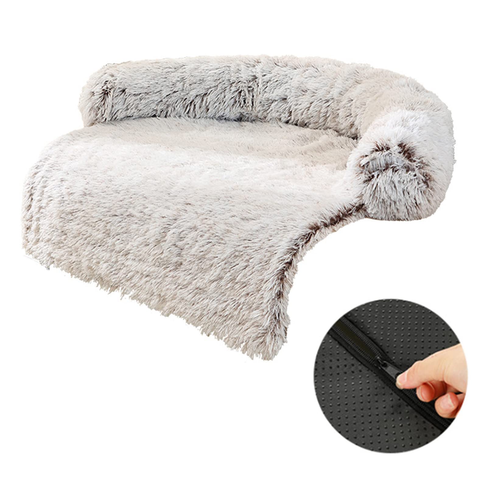Sofá de Felpa Sofá Cama de Felpa for Camas de Felpa de Invierno Cojín Cama de Felpa Cama for Mascotas for Coche Confort Cálido for Accesorios de Perreras/296(Gradient Gray rounde)