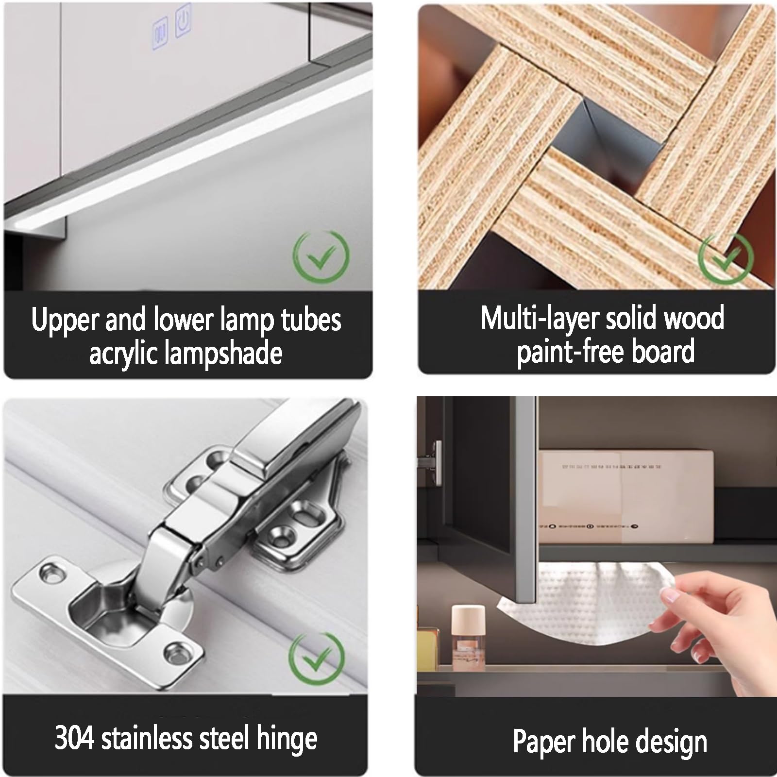 Multifuncional Armario con Espejo for Cuarto de Baño,Armario de Pared Rectangular Antivaho,Gabinete De Espejo De Tocador De Baño Montado En La Pared con visualización de la hora,agujero de papel,estan