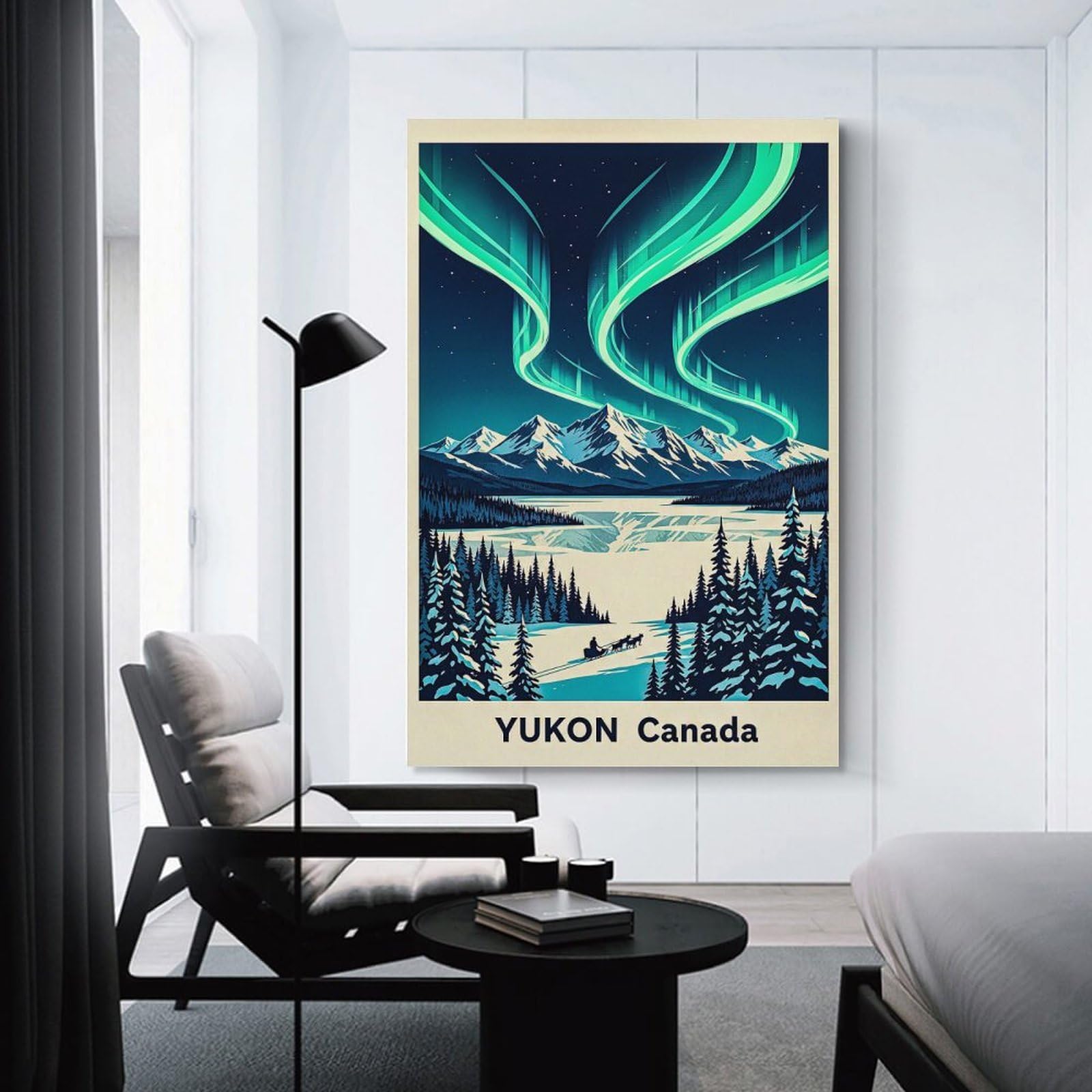 Junmoney Yukon Canada Aurora Borealis Wall Art Print, 20x30inch(50x75cm), for Workspace Walls, Study Corners Or Bedrooms, A Smart Decor Choice for Study Walls