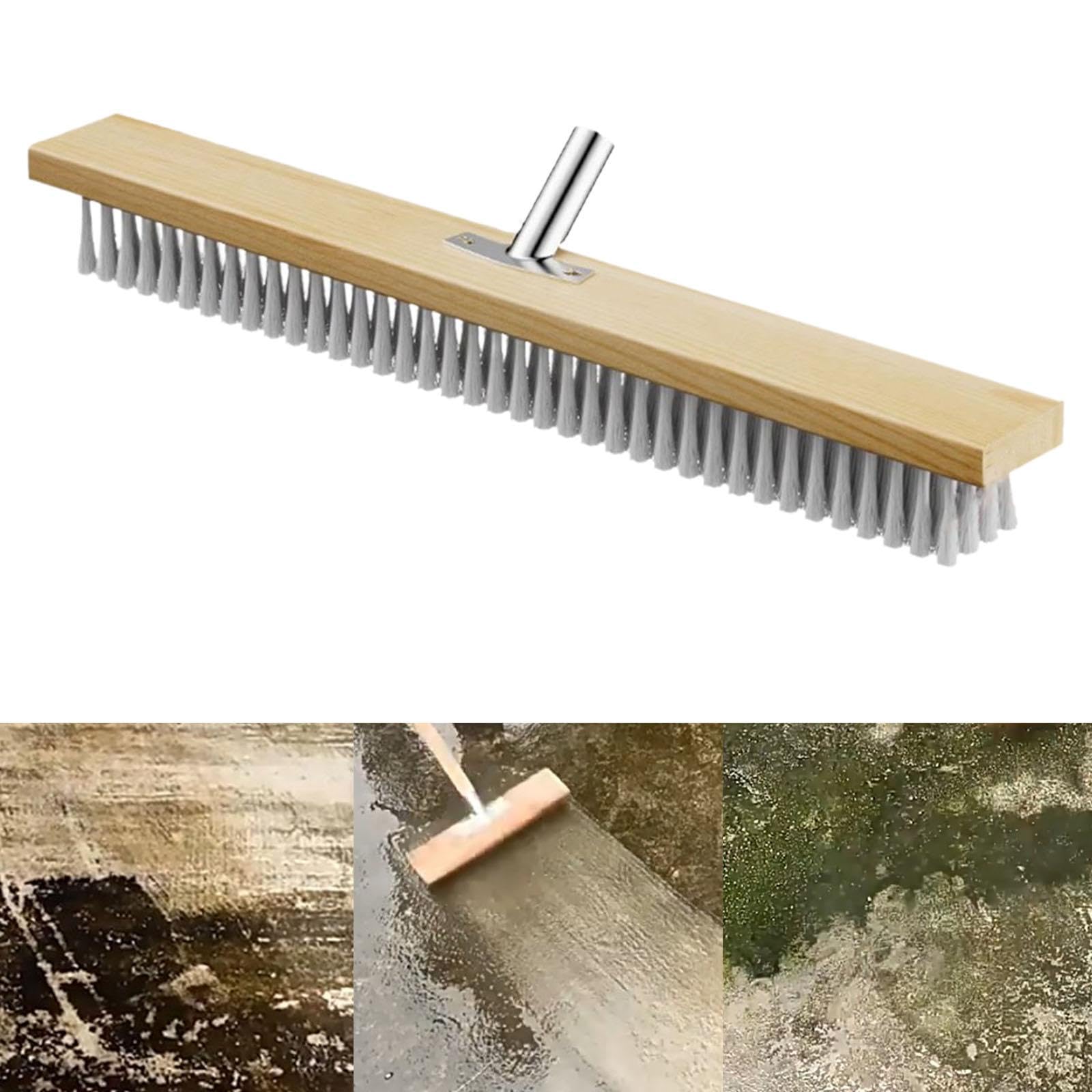 Generic Floor Scrub Brush Head Push Broom Rough Multi Purpose Floor Brush PP Wire Brush for Patio Rough Surfaces Garage Steps Cement, 50cm