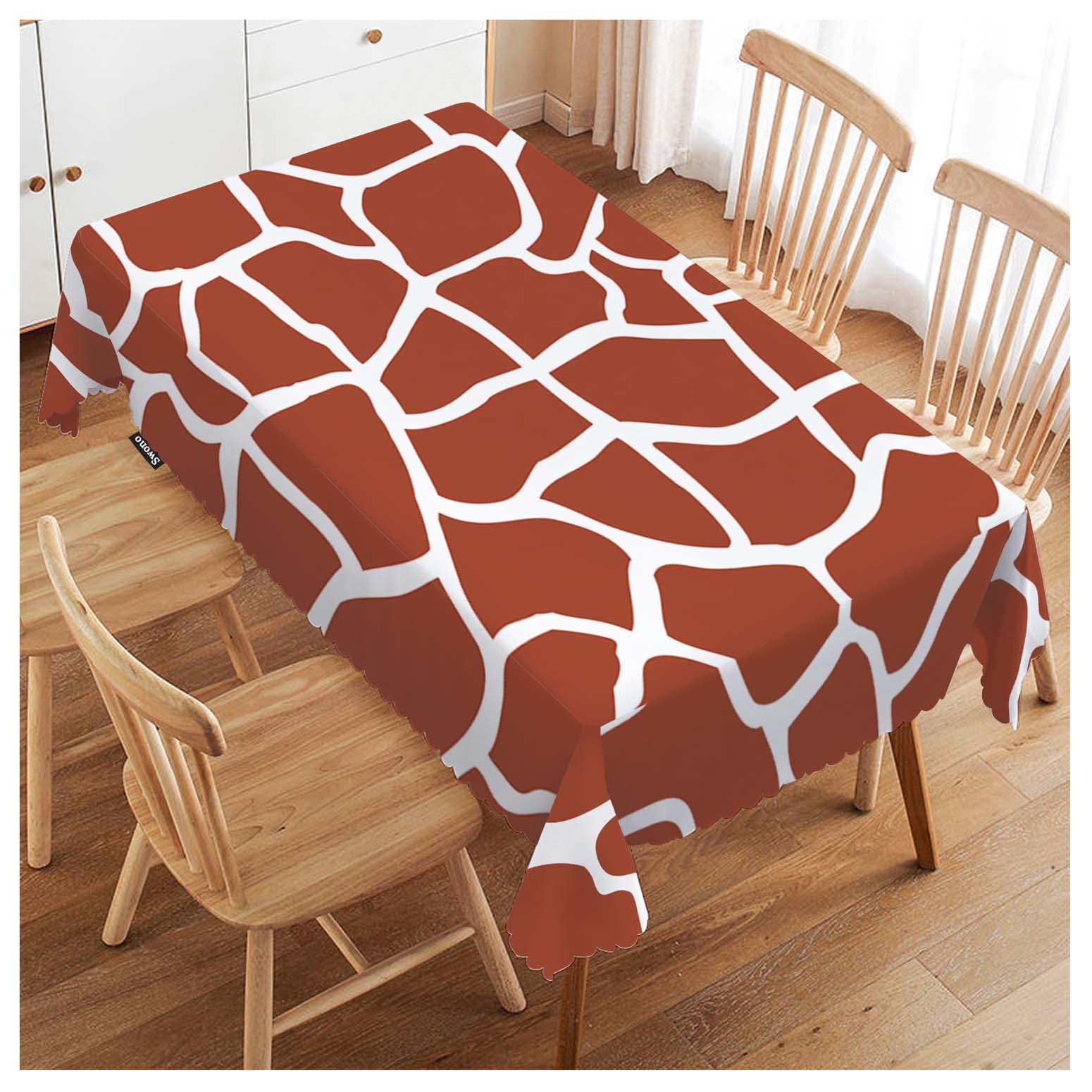 52x70 Inch Giraffe Tablecloth Brown Animal Skin Giraffe Print Farmhouse Dining Table Cloth Anti-Stain Talking Table Cover for Kitchen Dinning Room Coffee Store