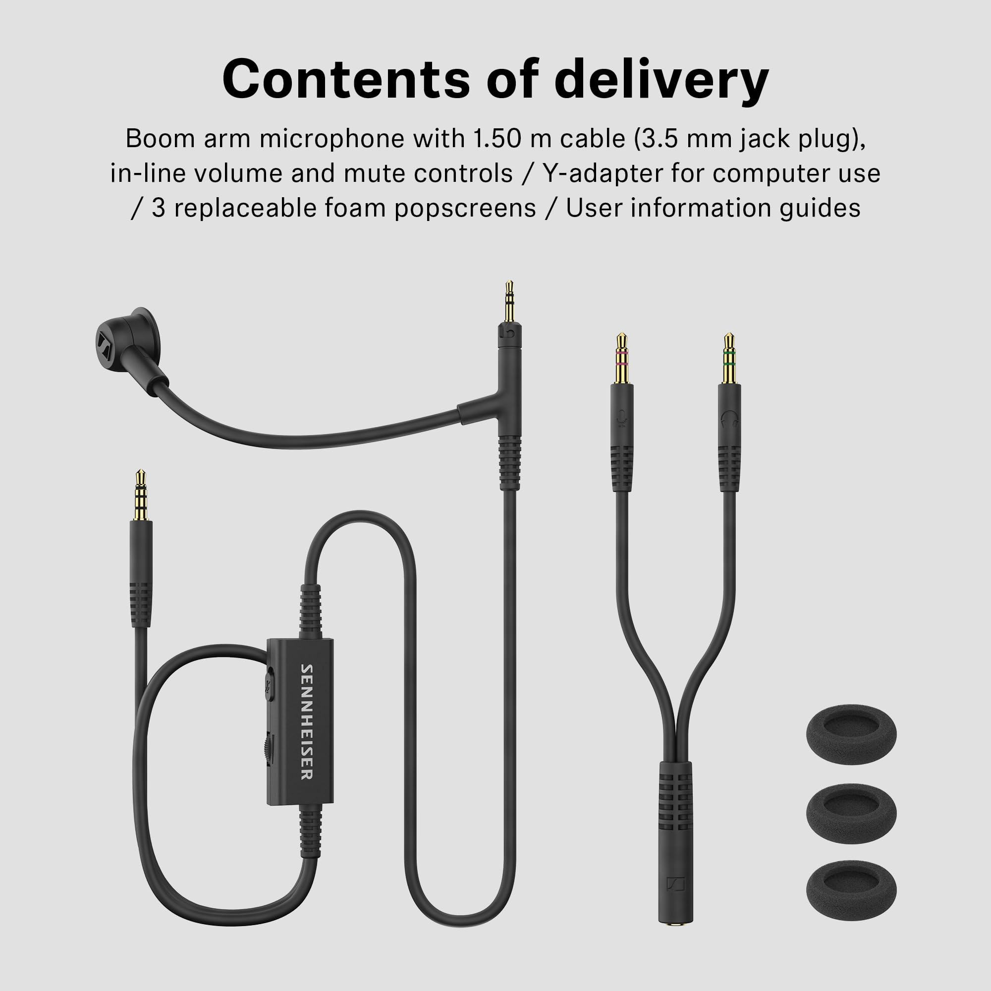 Sennheiser HD 500 BAM, plug-in Boom Arm Microphone for Gaming and Calls with Volume and Mute controls, analog 3.5 mm jack - Image 3