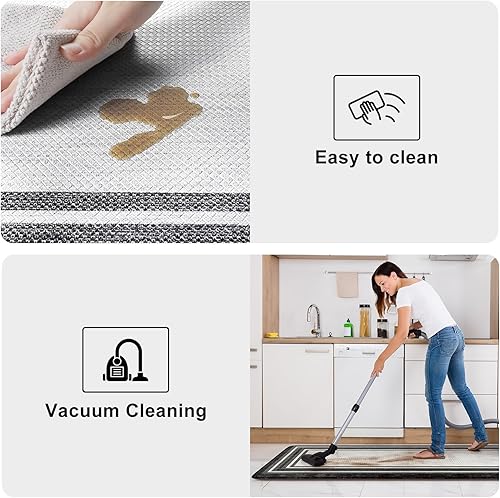 Vista 750 de KIMODE - Juego de 2 tapetes de cocina bohemios, antifatiga, antideslizantes, impermeables, ergonómicos, acolchados, cómodos, para lavandería, Caqui