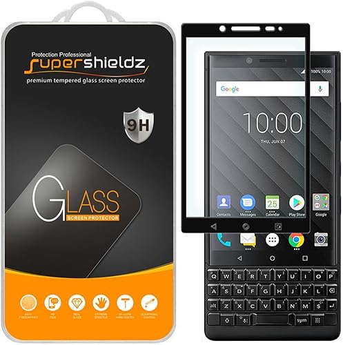 Supershieldz Protector de pantalla de vidrio templado diseñado para BlackBerry Key2, (cobertura de pantalla completa), antiarañazos, sin burbujas