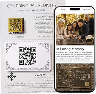 GTK Memorial Tombstone QR Code With Webpage For Photos & More by GTKME (1x1", Gold Metallic)