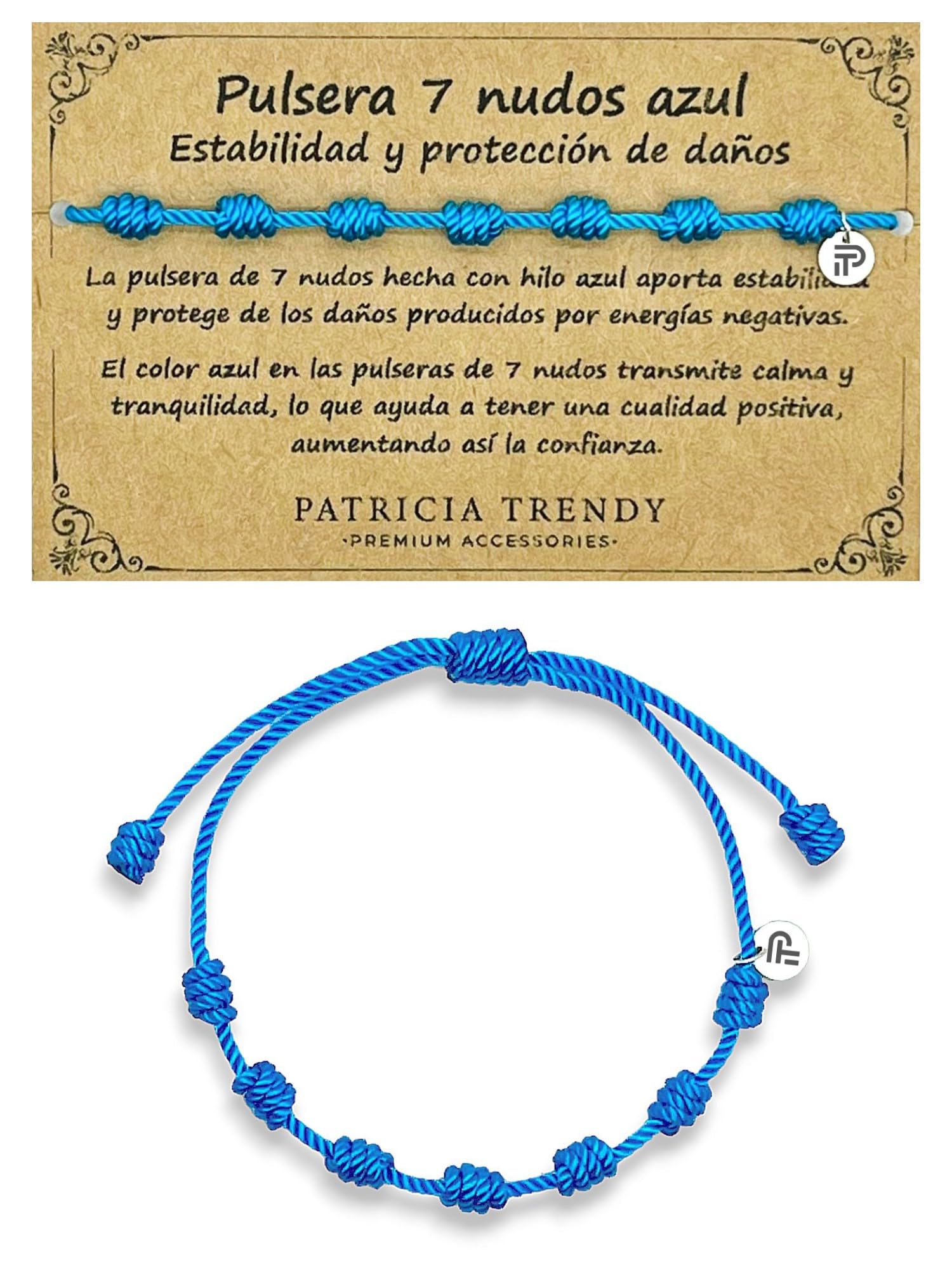 PATRICIA TRENDY Pulsera 7 nudos roja original - Contra el mal de ojo - Hilo rojo protección energía negativa - Amuleto para la buena suerte - Prosperidad familia amigos parejas