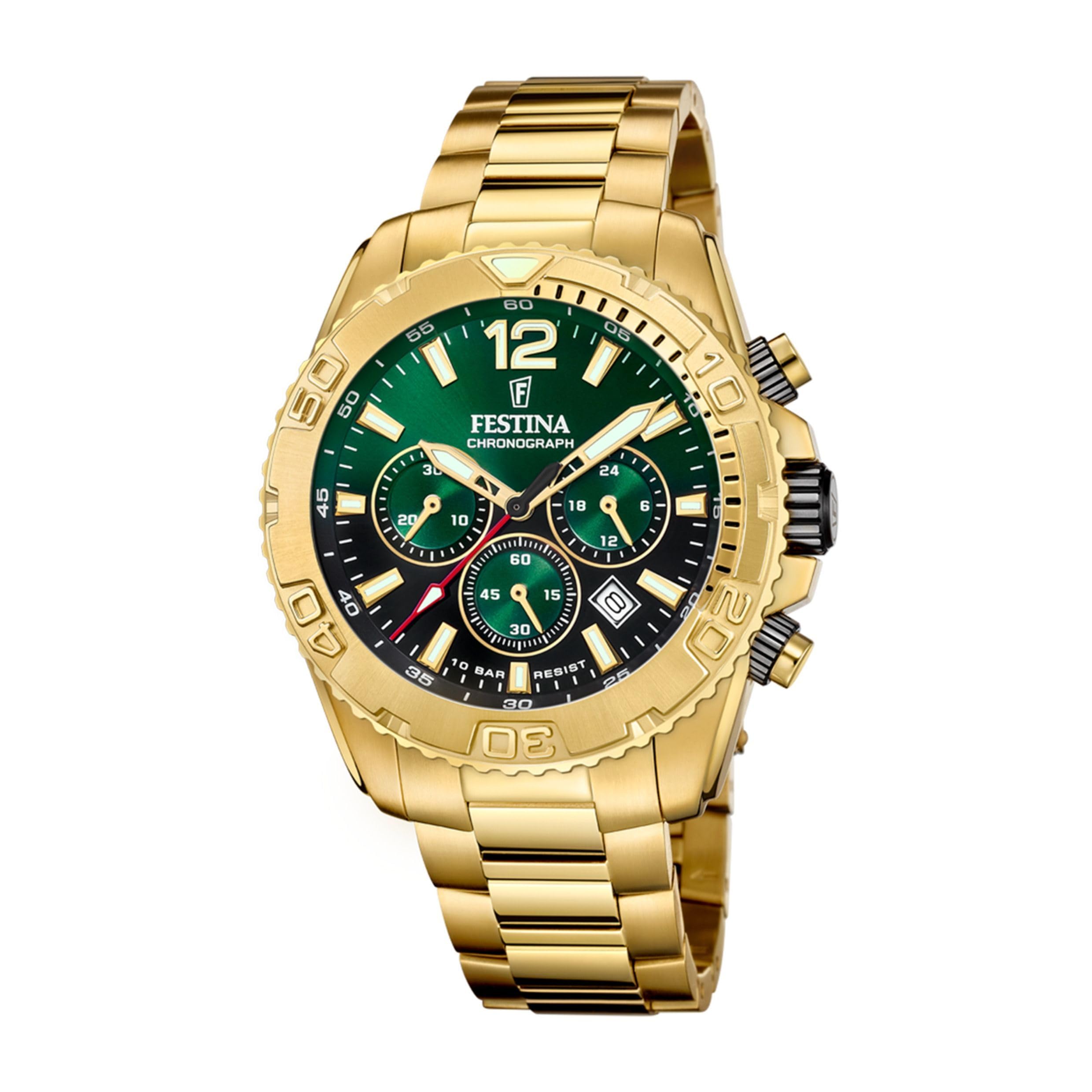 Festina Mens Gold PVD-Plated Steel Chronograph Watch with Bracelet F20684/3