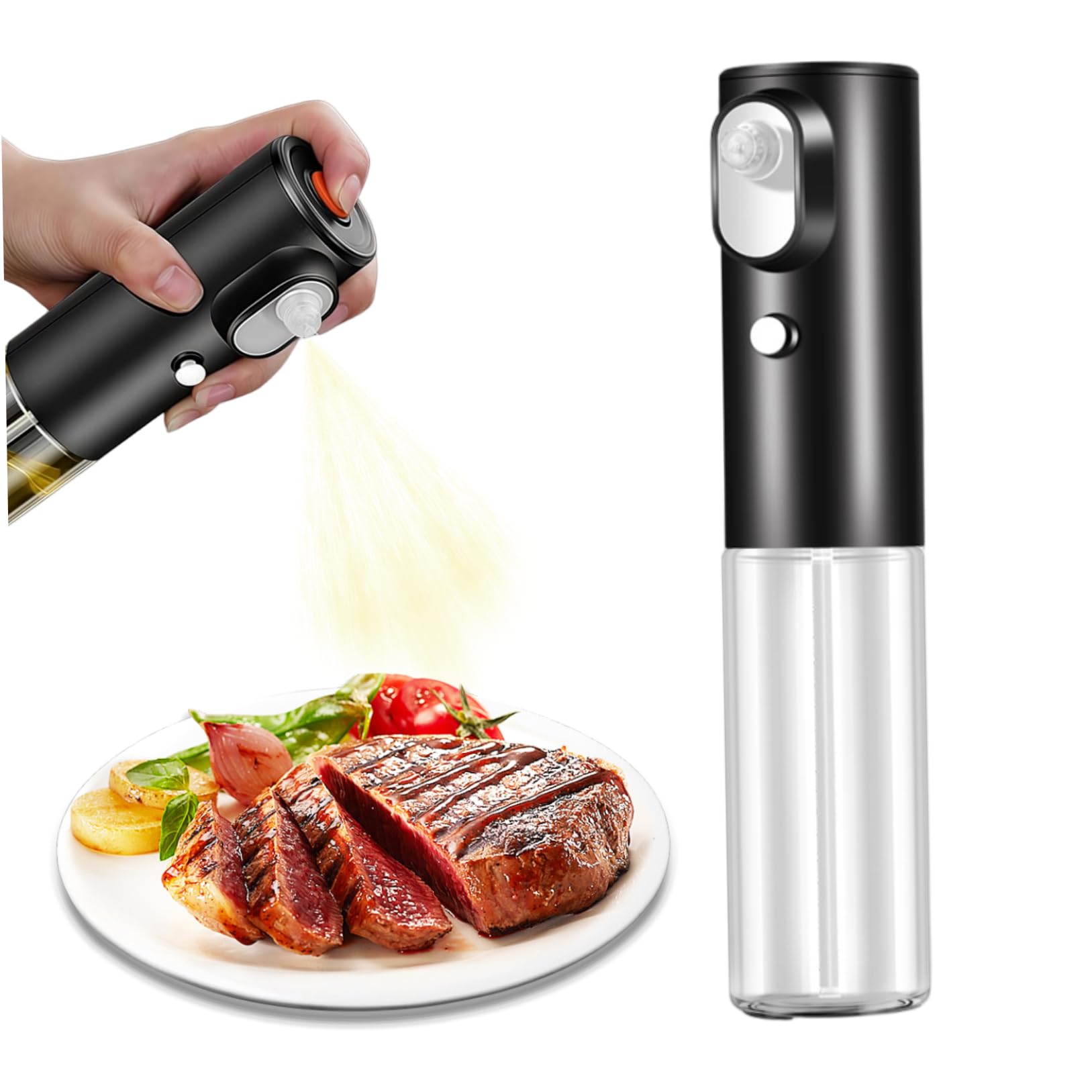 Hintyne Olive Oil Sprayer Butter Sprayer, 200ml 2 Modes Continuous Spraying Olive Oil Dispenser Bottle, Detchable Visible Popcorn Butter Dispenser for Baking Bread