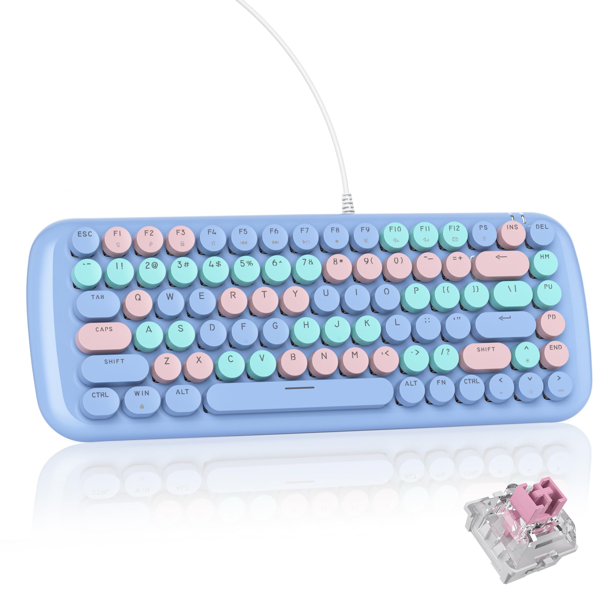 Amazon | iRoboosta ブルー カラフル メカニカル ゲーミングキーボード