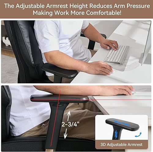 Miniatura 3 de Efomao Silla de oficina de tela, silla de oficina grande y alta, capacidad de peso de 400 libras, silla de oficina ejecutiva con respaldo alto con