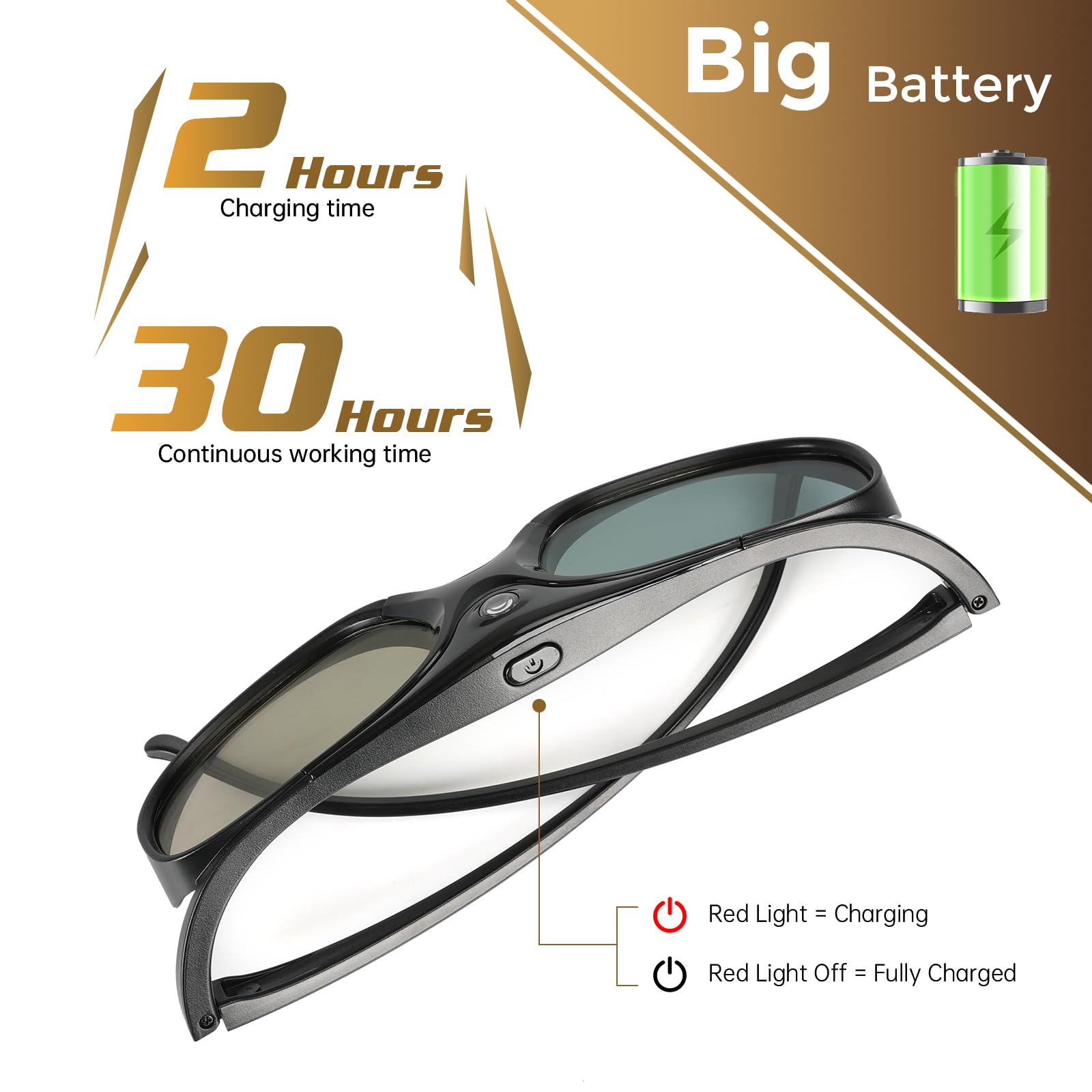 Amazon.com: DLP Link 3D Glasses, ELEPHAS 144Hz Rechargeable Active