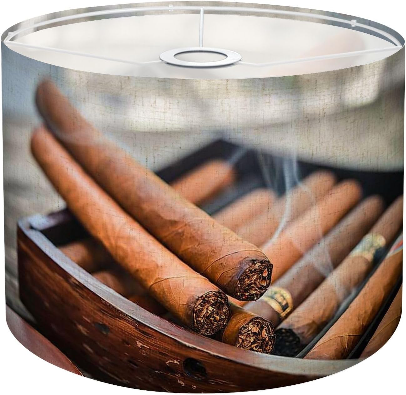 Lamp Shades burning cigar wooden humidor cigars pictures Drum Lampshade for Table Lamps Floor Lamp shade, Replacement Fabric Lampshades Support Spider E26/E27/E14/11MM