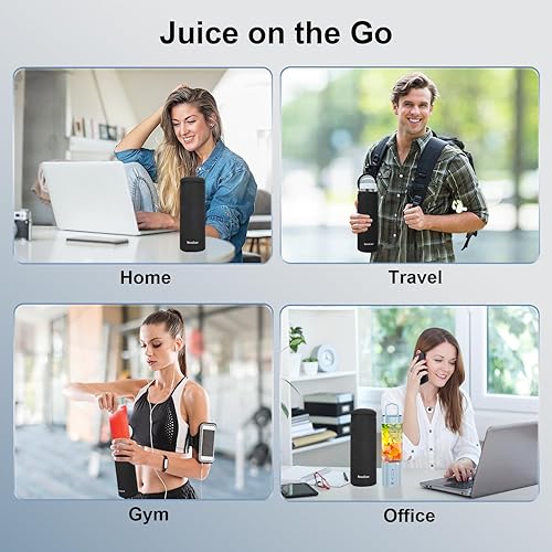 Miniatura 2 de Licuadora personal portátil con funda aislada para jugos, batidos y licuados de frutas, mini taza de 16 onzas con 6 cuchillas, recargable por USB,