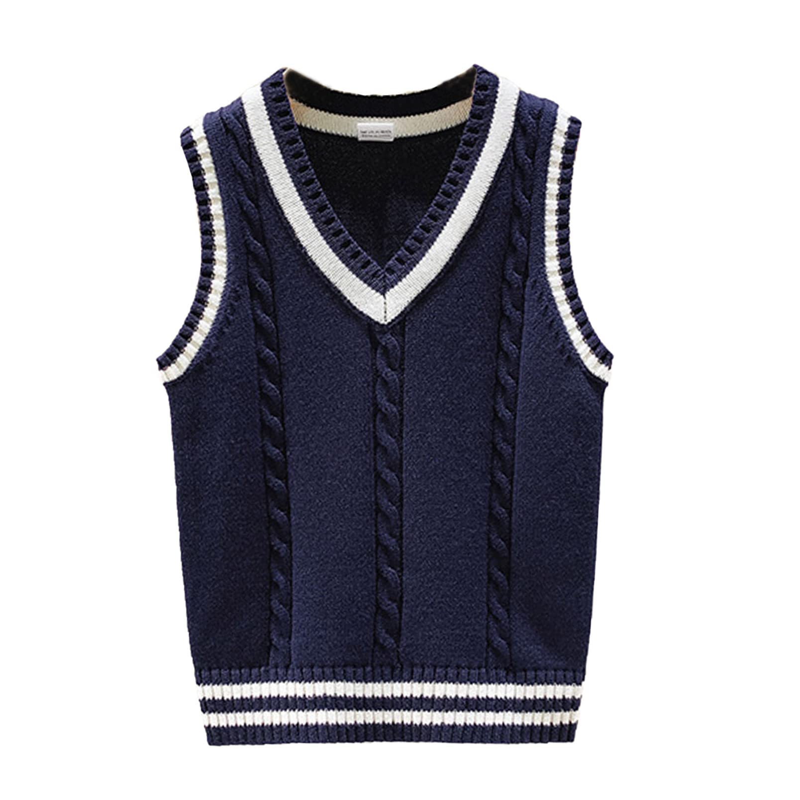 dPois Chaleco de Punto Niños Cuello en V Suéter Jersey sin Mangas Uniforme de Colegio para Niños 1-10 Años
