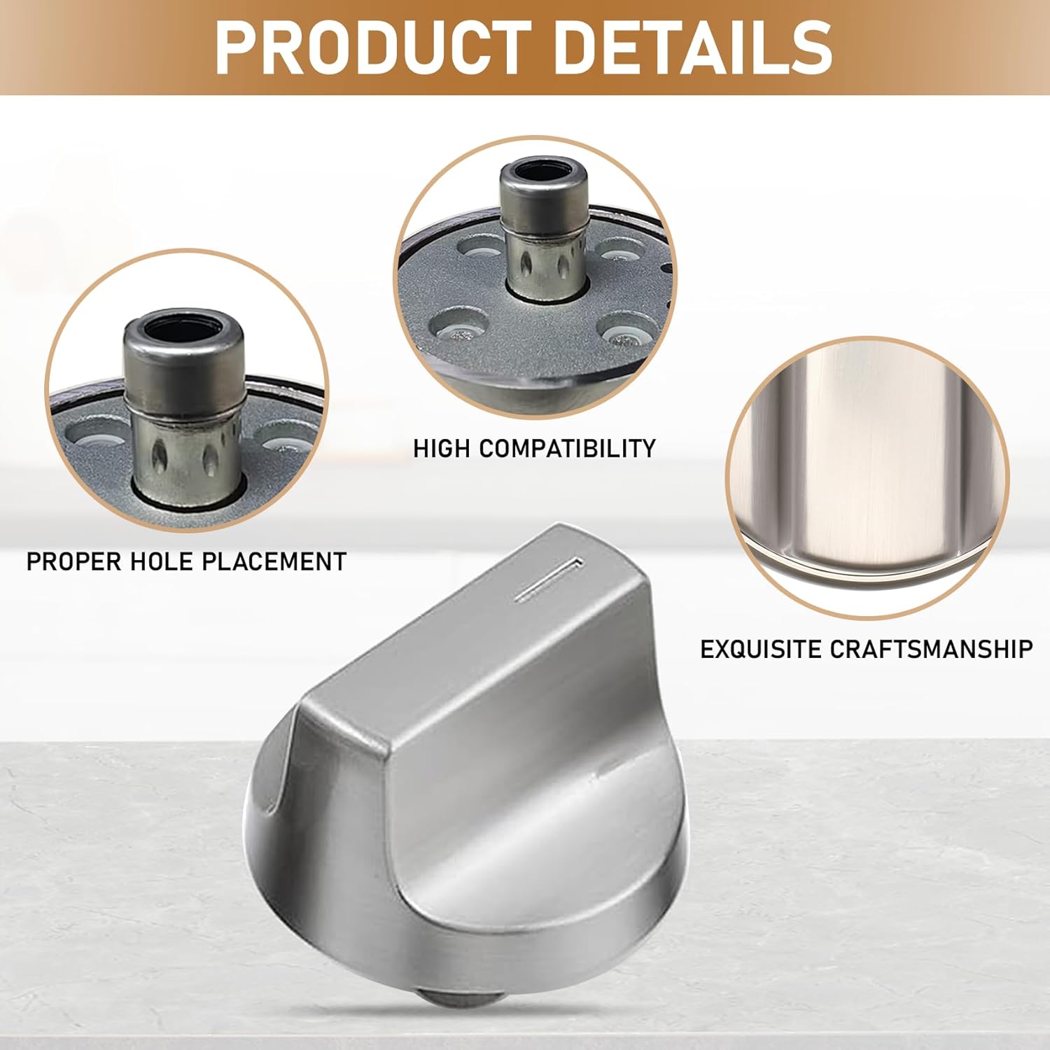 4 pcs W11418244 Range Knob Compatible with Whirlpool Gas Ranges WCE55US0, WCE77US0, WCE77US6, Replace W11130627 W11222054