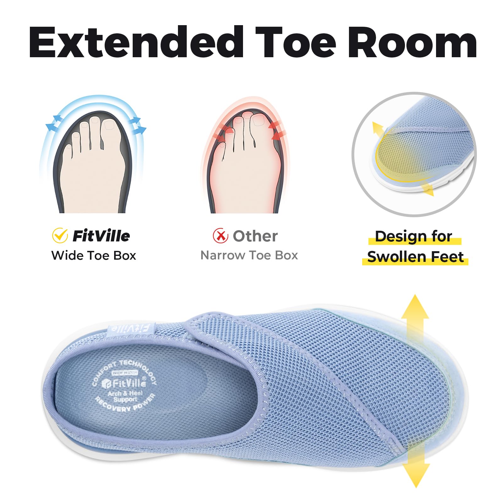 FitVille Pantofole Diabetiche Per Donna Scarpe Extra Larghe Per Piedi Gonfi Ciabatte Regolabili Per La Neuropatia Dolorosa Dei Piedi Degli Anziani
