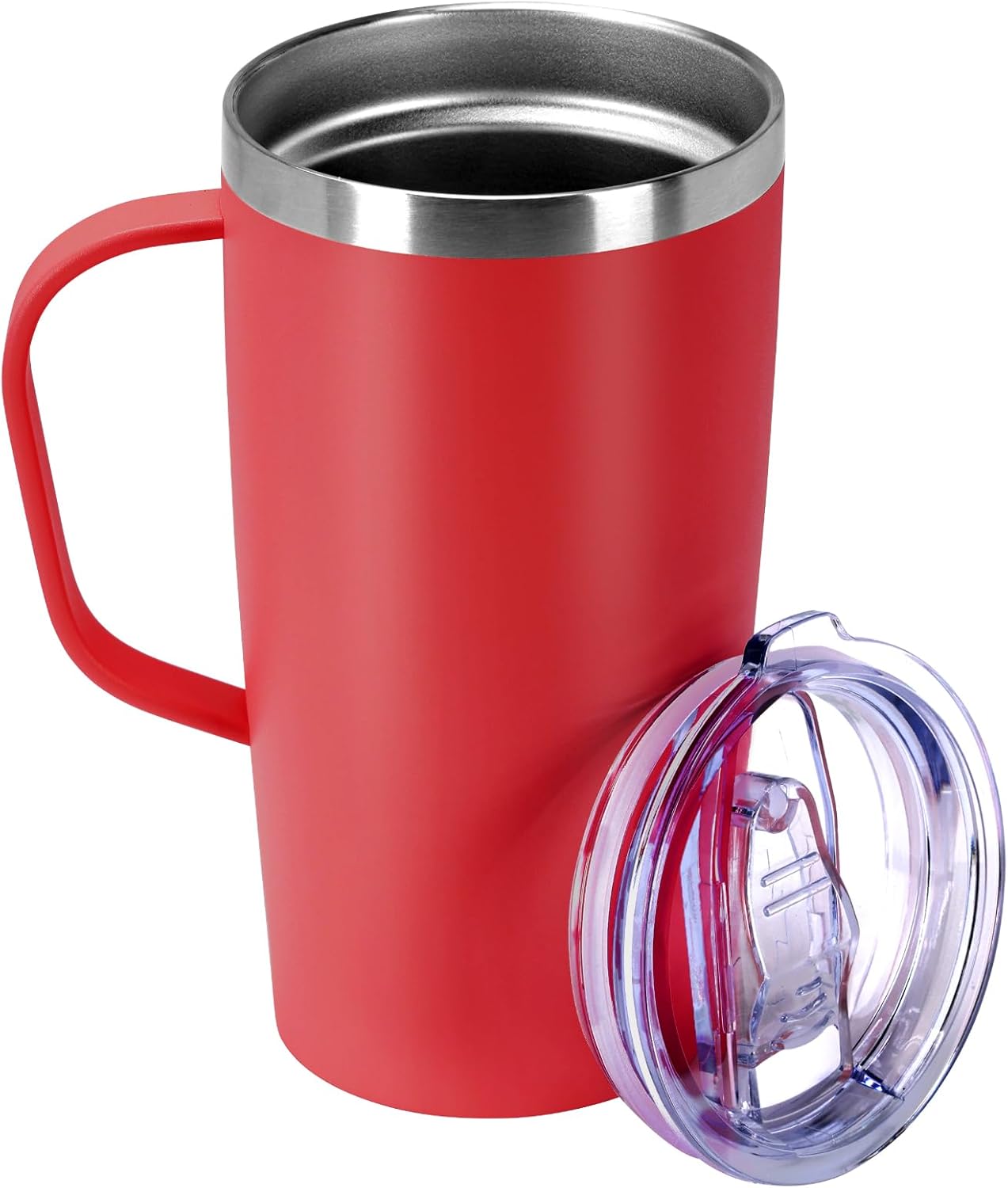 Trwcrt 19oz Insulated Coffee Mug with Handle, Double Wall Vacuum Stainless Steel Travel Coffee Tumbler, Red
