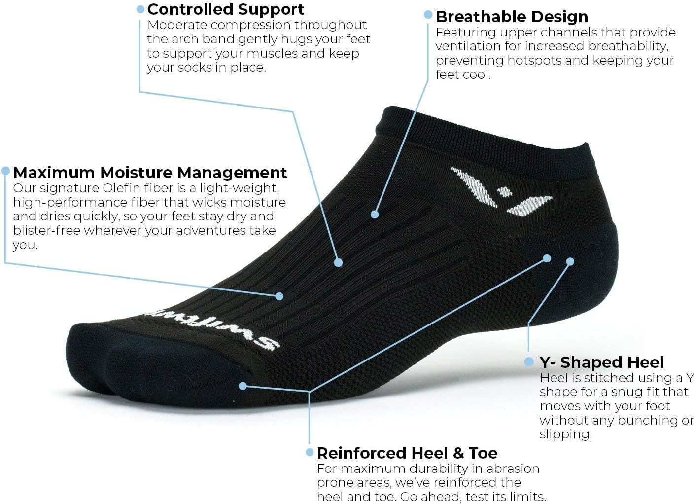 Swiftwick Performance Zero Cushion No-Show Socks for Taiwan Ubuy