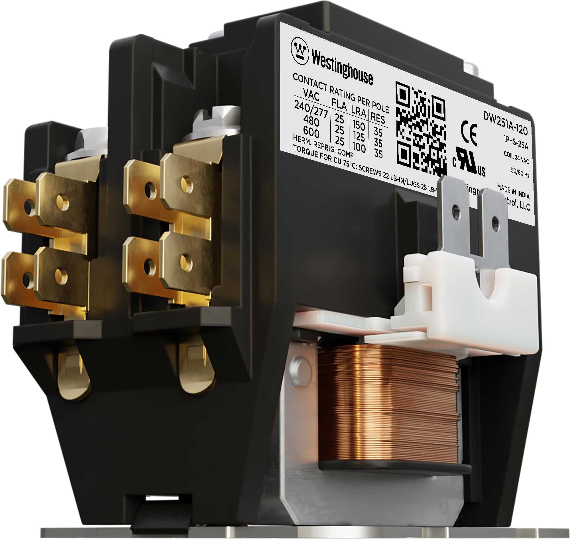 Snapklik.com : HVAC Contactor, 1 Pole, 25 Amp, 24V Coil, Line Lugs ...