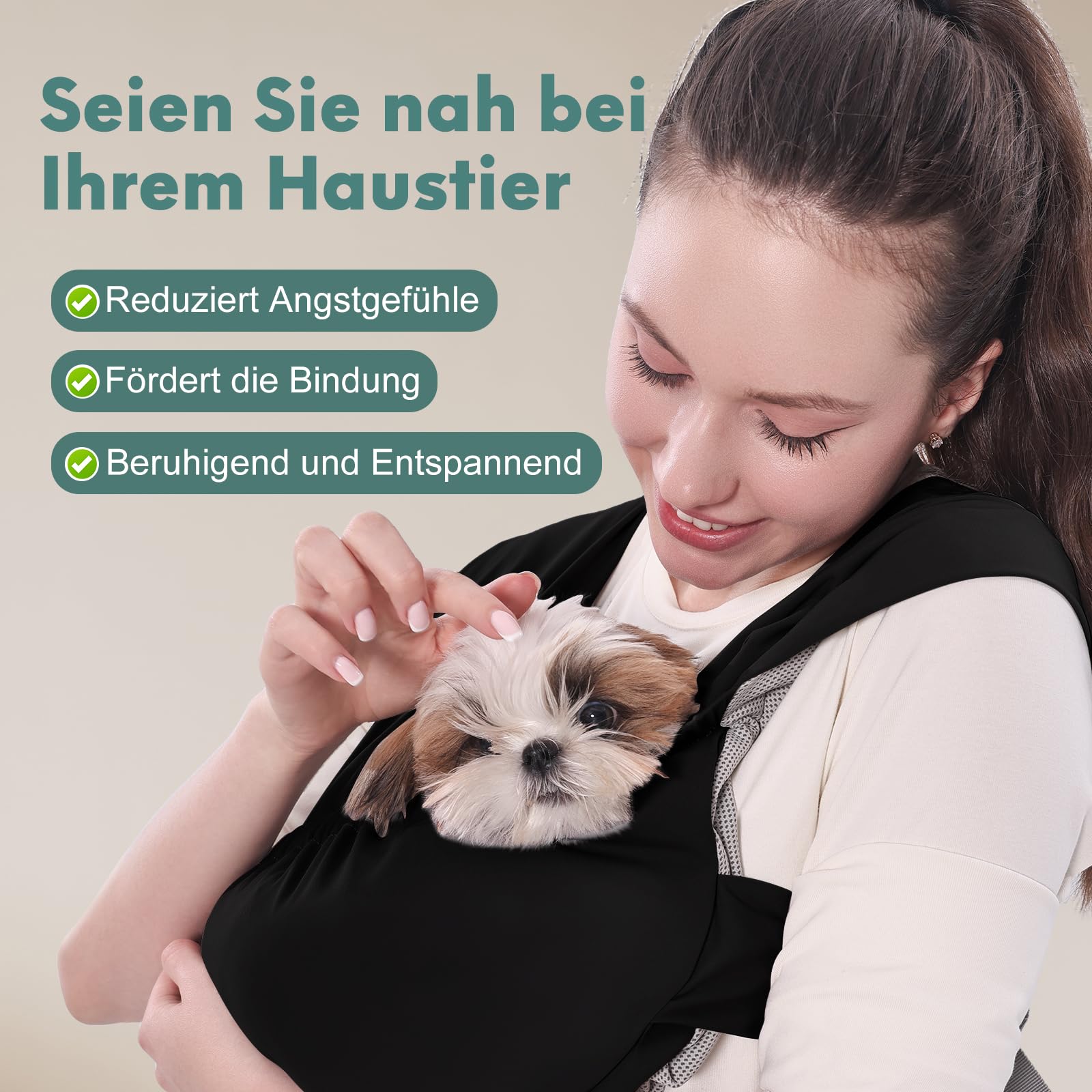 Supet hundetasche für kleine Hunde, freihändig verstellbare doppelt breite Hundetragetasche, entlastet Rücken und Nacken, angstlindernde Fronttasche für Welpen, weiche atmungsaktive Hundetragetasche