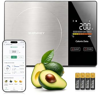 Smart Nutrition Food Scale with App - 1g Precision Digital Kitchen Scale, Tracks Calories & 24 Nutrients, Macros, Fat & Protein for Keto, Fitness & Meal Prep, 11lb/5kg with Tare Function