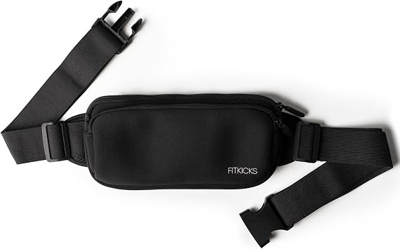 FITKICKS Fitzip Belt Bag and Crossbody Fanny Pack, Waist Pouch with Adjustable Strap - Black